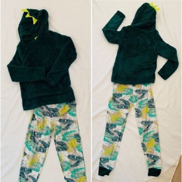 Cat and Jack Kids Hooded Dinosaur Pajama Set Size XS 2 Piece Hoodie PJ Pants NWT - Picture 6 of 8